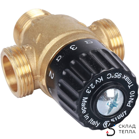 Термостатический смесительный клапан STOUT 3/4" (30°-65°C, KVs 2,3 м³, центральное смешиванивание. Вид 5.