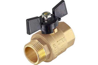 Кран шаровой TIM - 1' (НР/ВР, PN40, Tmax 150°С, ручка-бабочка черная)