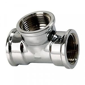 Тройник латунный резьбовой равнопроходный TIM (НР) - 1/2' (хромированный)