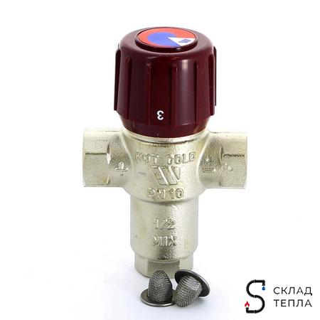 Клапан термостатический смесительный WATTS AQUAMIX 61C - 3/4" (ВР, регулировка 32-50°C). Вид 1.