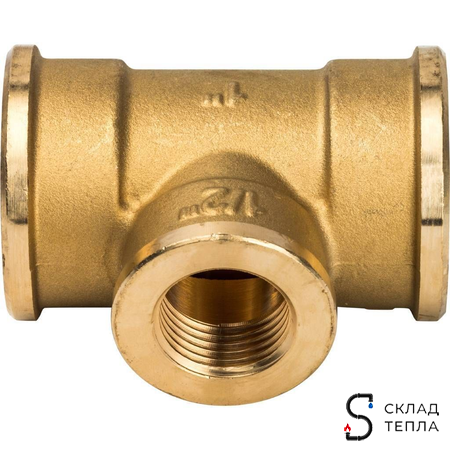 Тройник латунный резьбовой переходной STOUT (ВР) - 1" x 1/2" x 1". Вид 3.