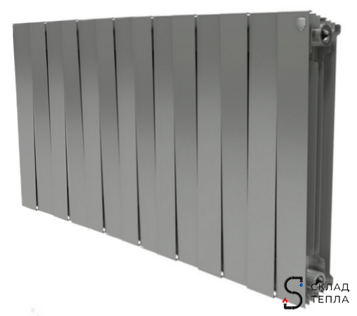 Радиатор биметаллический Royal Thermo PianoForte 500 Silver Satin (Серый) - 14 секций. Вид 1.