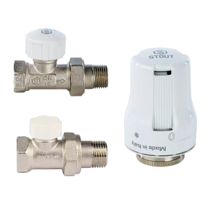 Комплект подключения радиатора STOUT прямой 1/2' (PN10, Tmax - 120°С)