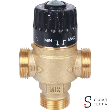 Термостатический смесительный клапан STOUT 3/4" (30°-65°C, KVs 2,3 м³, центральное смешиванивание. Вид 4.