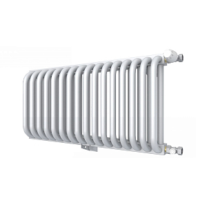 Радиатор 2 трубчатый Rommer 300 - 17 секций (боковое подключение, цвет белый RAL9016)
