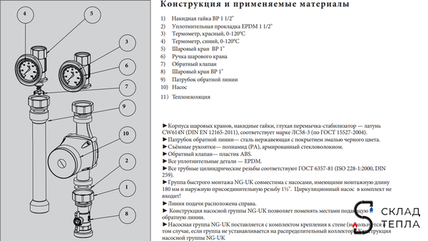 Насосно-смесительный узел JH-1035. Вид 6.