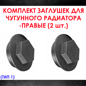 Комплект заглушек для чугунного радиатора МС-140- 2шт. (правая) Тип-1