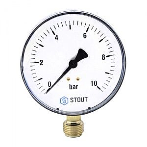 Манометр радиальный STOUT - 1/2' (D80 мм, шкала 0-6 бар)