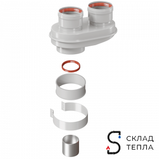 Адаптер для перехода на двухтрубную систему Rommer 80/80 (Baxi (кроме ECO Nova/Classic), Viessmann). Вид 1.