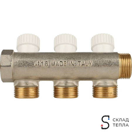 Коллектор регулирующий STOUT- 3/4" (НР/ВР) на 3 контура 3/4" (EK). Вид 5.