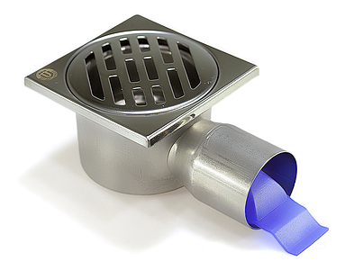 Трап из нержавеющей стали TIM с горизонтальным выпуском 10х10см