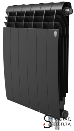 Радиатор биметаллический Royal Thermo BiLiner 500 V Noir Sable (Н) (Чёрный) - 9 секций. Вид 2.
