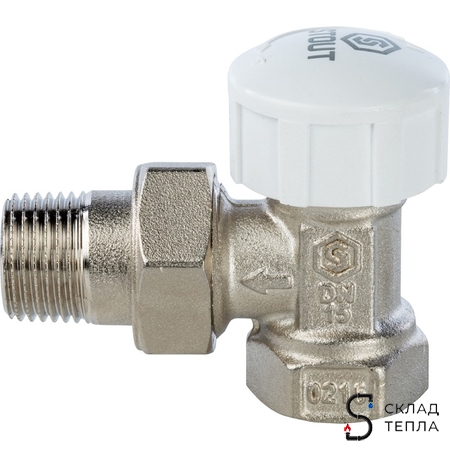 Клапан термостатический угловой STOUT - 1/2" (PN10, Tmax - 120°С). Вид 2.